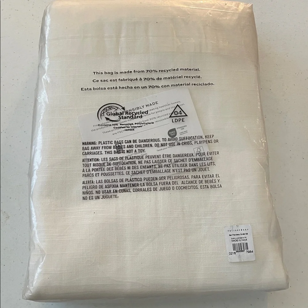 Pottery Barn Emery Linen Curtain 50x96 White